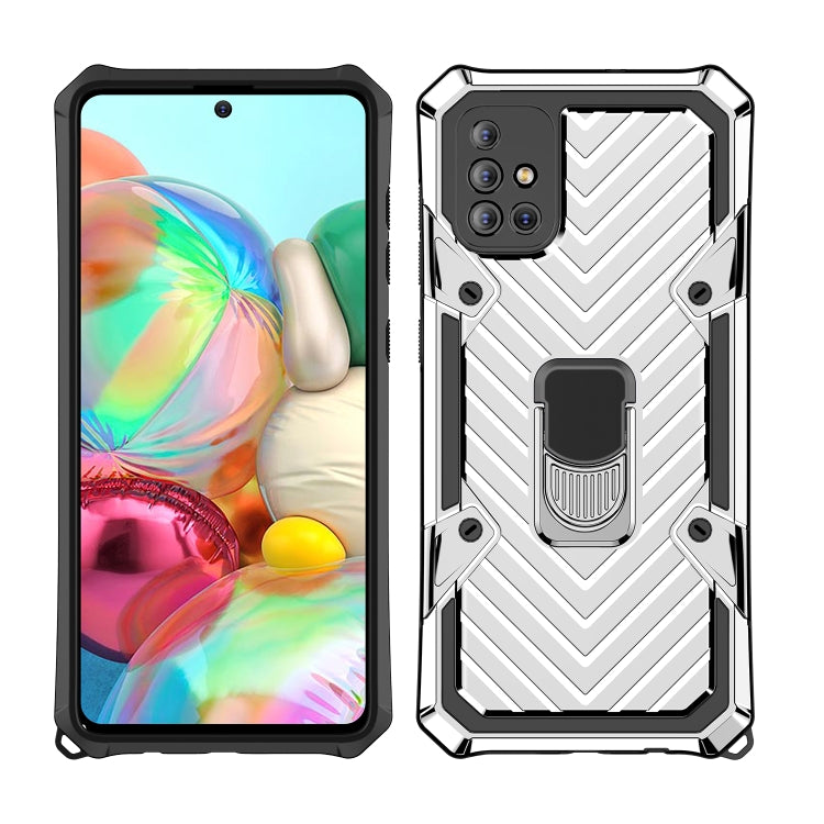 For Samsung Galaxy A71 Cool Armor PC + TPU Shockproof Case with 360 Degree Rotation Ring Holder