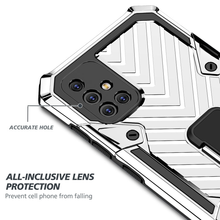 For Samsung Galaxy A71 Cool Armor PC + TPU Shockproof Case with 360 Degree Rotation Ring Holder