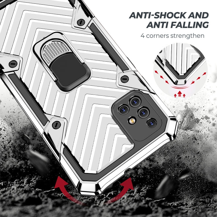 For Samsung Galaxy A71 Cool Armor PC + TPU Shockproof Case with 360 Degree Rotation Ring Holder