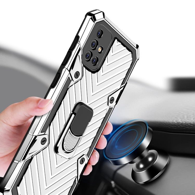 For Samsung Galaxy A71 Cool Armor PC + TPU Shockproof Case with 360 Degree Rotation Ring Holder