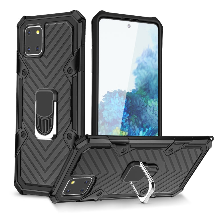 For Samsung Galaxy A81 Cool Armor PC + TPU Shockproof Case with 360 Degree Rotation Ring Holder