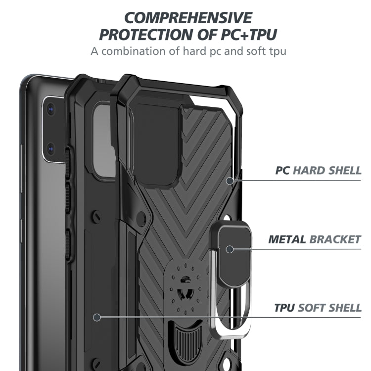 For Samsung Galaxy A81 Cool Armor PC + TPU Shockproof Case with 360 Degree Rotation Ring Holder