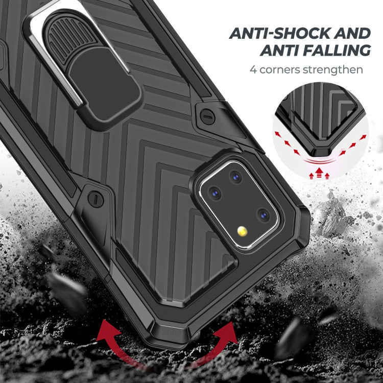 For Samsung Galaxy A81 Cool Armor PC + TPU Shockproof Case with 360 Degree Rotation Ring Holder