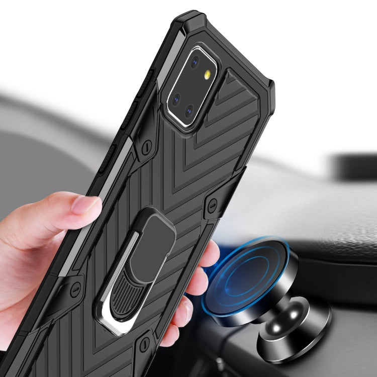 For Samsung Galaxy A81 Cool Armor PC + TPU Shockproof Case with 360 Degree Rotation Ring Holder