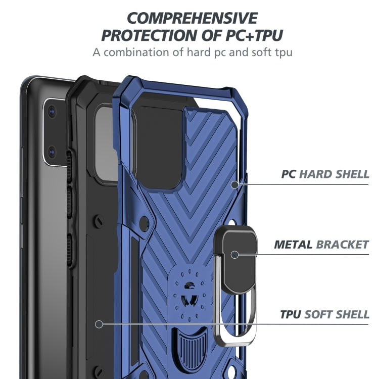 For Samsung Galaxy A81 Cool Armor PC + TPU Shockproof Case with 360 Degree Rotation Ring Holder