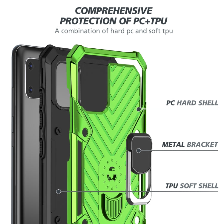 For Samsung Galaxy A81 Cool Armor PC + TPU Shockproof Case with 360 Degree Rotation Ring Holder