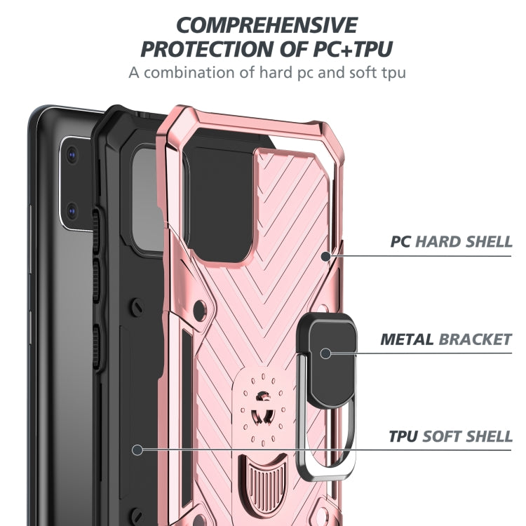 For Samsung Galaxy A81 Cool Armor PC + TPU Shockproof Case with 360 Degree Rotation Ring Holder