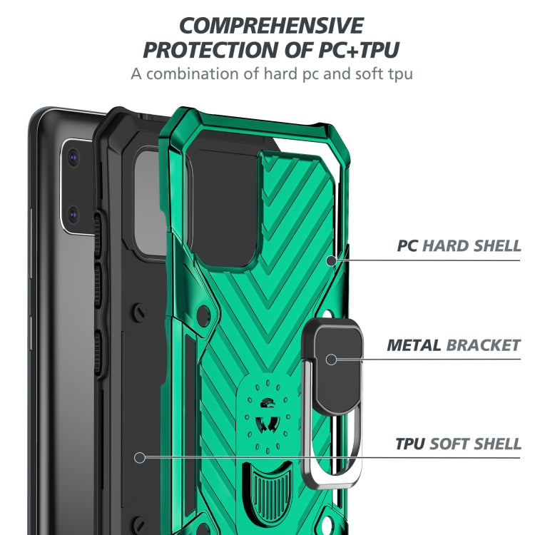 For Samsung Galaxy A81 Cool Armor PC + TPU Shockproof Case with 360 Degree Rotation Ring Holder