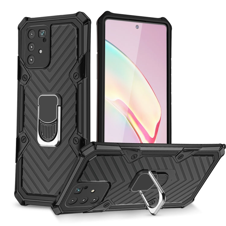 For Samsung Galaxy A91 Cool Armor PC + TPU Shockproof Case with 360 Degree Rotation Ring Holder