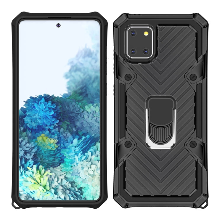 For Samsung Galaxy A91 Cool Armor PC + TPU Shockproof Case with 360 Degree Rotation Ring Holder