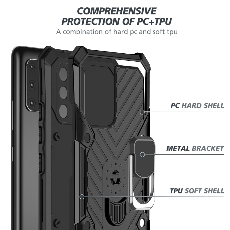 For Samsung Galaxy A91 Cool Armor PC + TPU Shockproof Case with 360 Degree Rotation Ring Holder