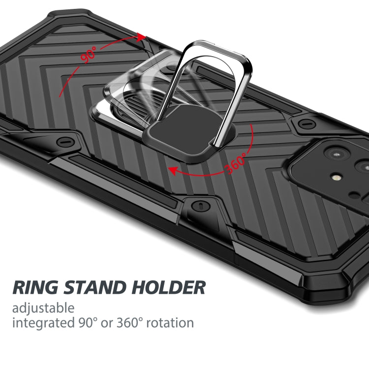 For Samsung Galaxy A91 Cool Armor PC + TPU Shockproof Case with 360 Degree Rotation Ring Holder