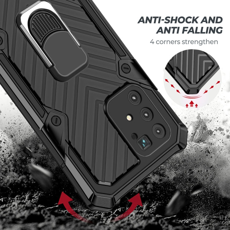 For Samsung Galaxy A91 Cool Armor PC + TPU Shockproof Case with 360 Degree Rotation Ring Holder
