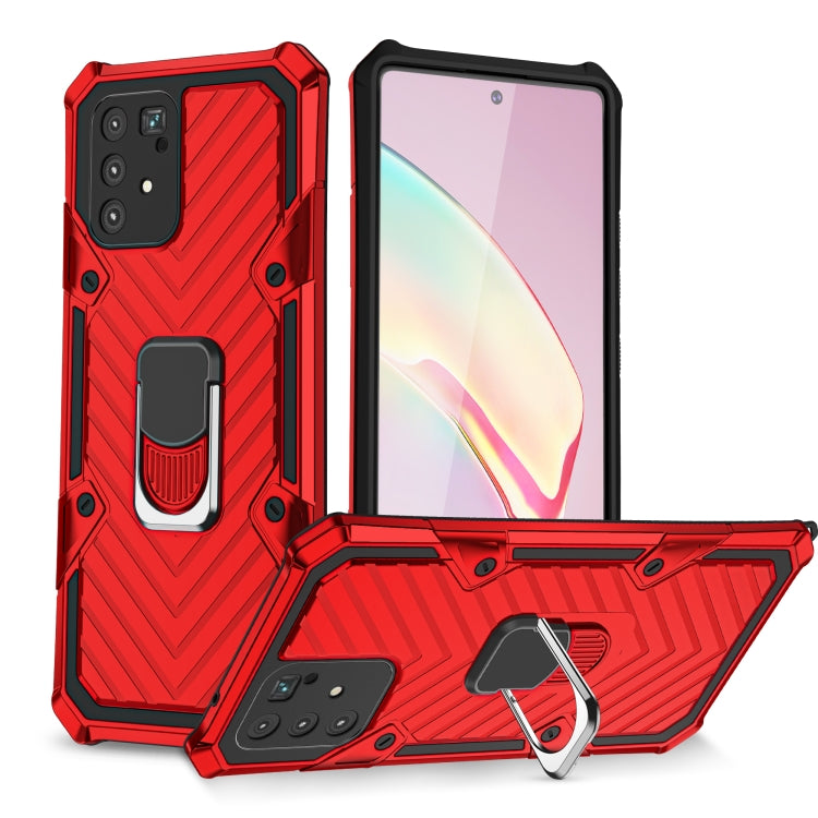 For Samsung Galaxy A91 Cool Armor PC + TPU Shockproof Case with 360 Degree Rotation Ring Holder