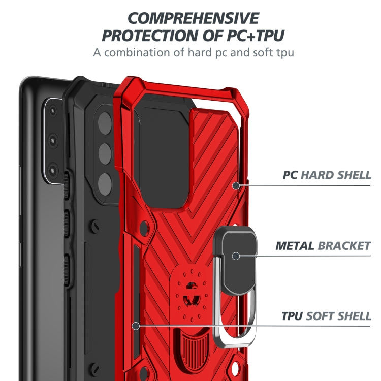 For Samsung Galaxy A91 Cool Armor PC + TPU Shockproof Case with 360 Degree Rotation Ring Holder