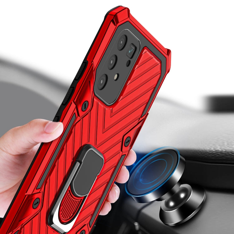 For Samsung Galaxy A91 Cool Armor PC + TPU Shockproof Case with 360 Degree Rotation Ring Holder