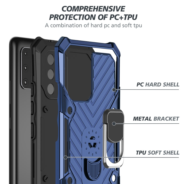 For Samsung Galaxy A91 Cool Armor PC + TPU Shockproof Case with 360 Degree Rotation Ring Holder