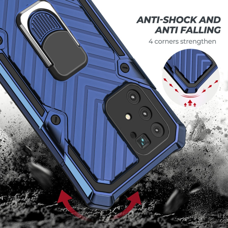 For Samsung Galaxy A91 Cool Armor PC + TPU Shockproof Case with 360 Degree Rotation Ring Holder