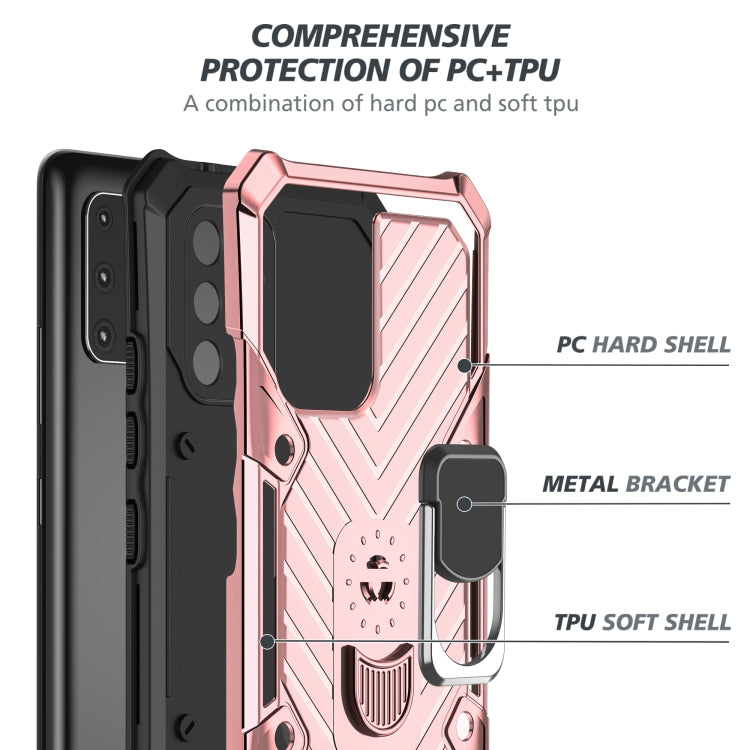 For Samsung Galaxy A91 Cool Armor PC + TPU Shockproof Case with 360 Degree Rotation Ring Holder