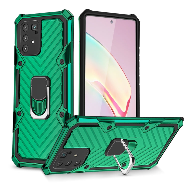 For Samsung Galaxy A91 Cool Armor PC + TPU Shockproof Case with 360 Degree Rotation Ring Holder