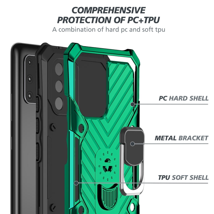 For Samsung Galaxy A91 Cool Armor PC + TPU Shockproof Case with 360 Degree Rotation Ring Holder