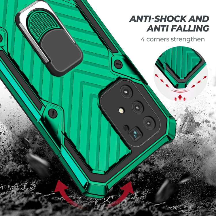 For Samsung Galaxy A91 Cool Armor PC + TPU Shockproof Case with 360 Degree Rotation Ring Holder