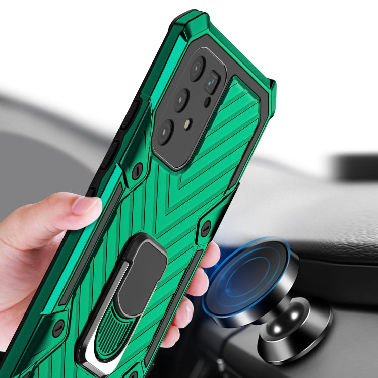 For Samsung Galaxy A91 Cool Armor PC + TPU Shockproof Case with 360 Degree Rotation Ring Holder