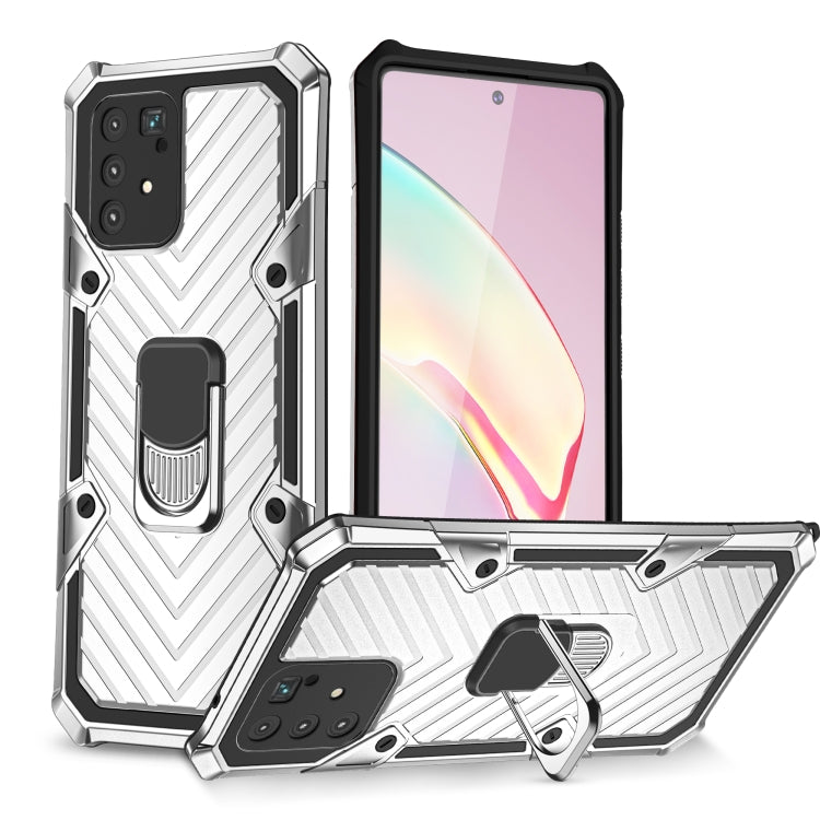 For Samsung Galaxy A91 Cool Armor PC + TPU Shockproof Case with 360 Degree Rotation Ring Holder