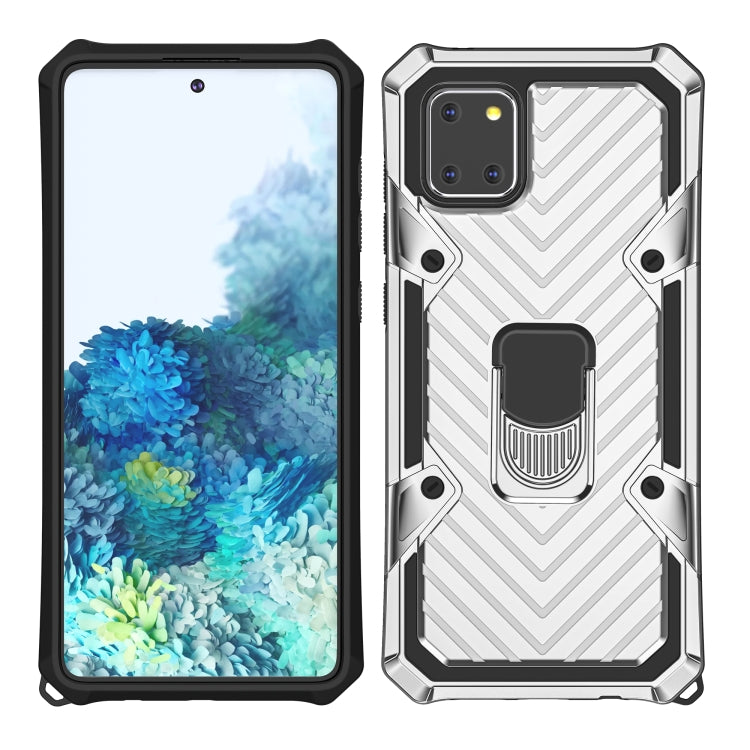 For Samsung Galaxy A91 Cool Armor PC + TPU Shockproof Case with 360 Degree Rotation Ring Holder