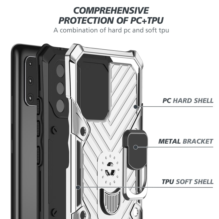 For Samsung Galaxy A91 Cool Armor PC + TPU Shockproof Case with 360 Degree Rotation Ring Holder
