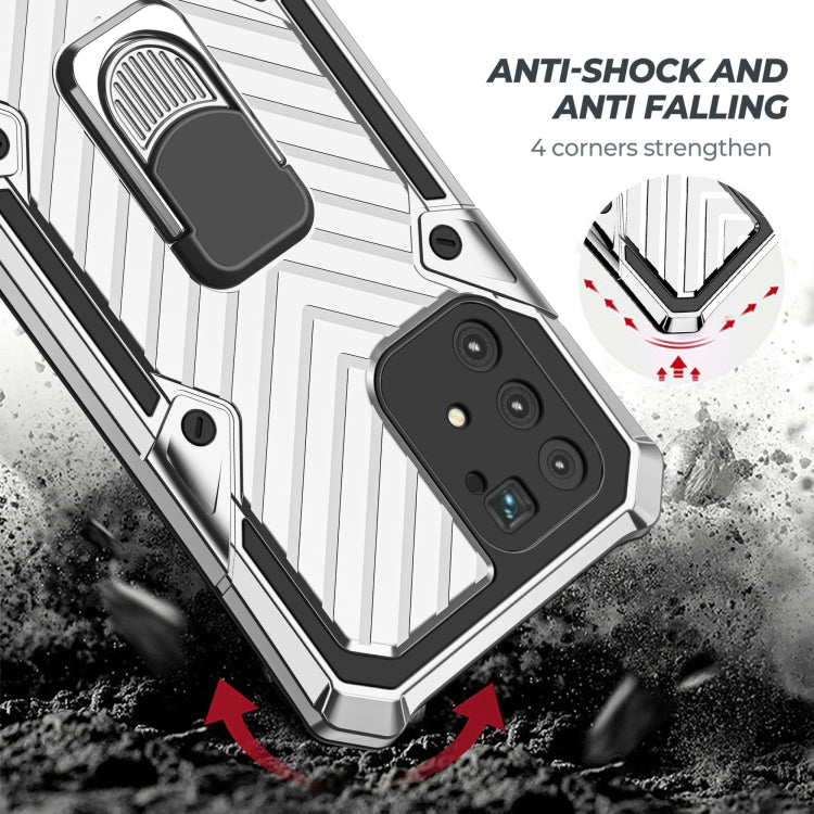 For Samsung Galaxy A91 Cool Armor PC + TPU Shockproof Case with 360 Degree Rotation Ring Holder