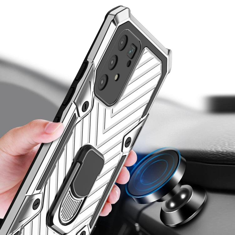 For Samsung Galaxy A91 Cool Armor PC + TPU Shockproof Case with 360 Degree Rotation Ring Holder