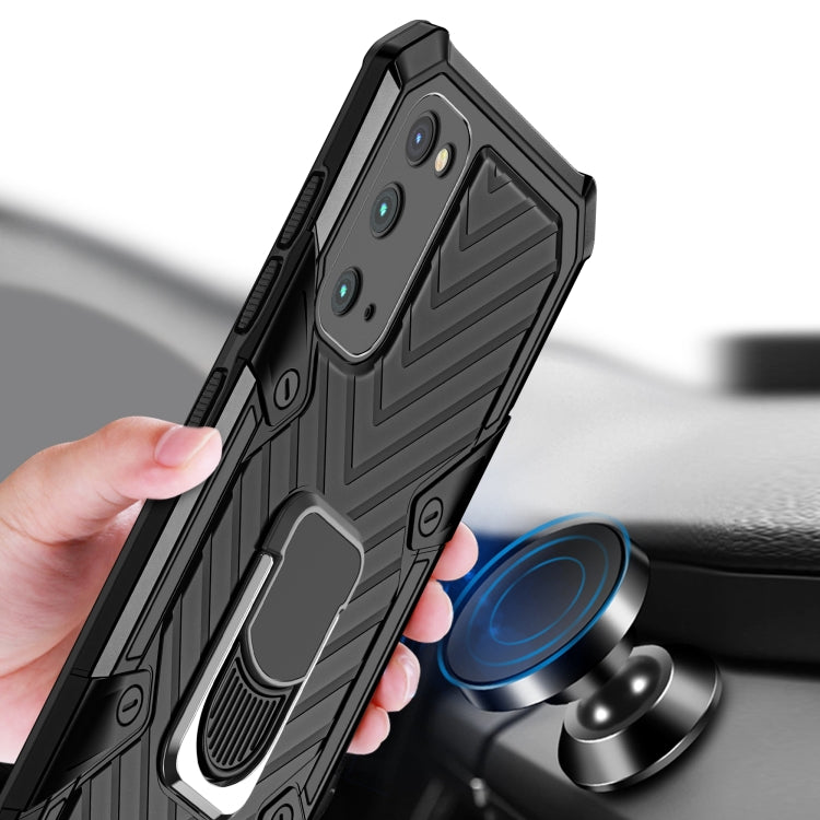 For Samsung Galaxy S20 Cool Armor PC + TPU Shockproof Case with 360 Degree Rotation Ring Holder