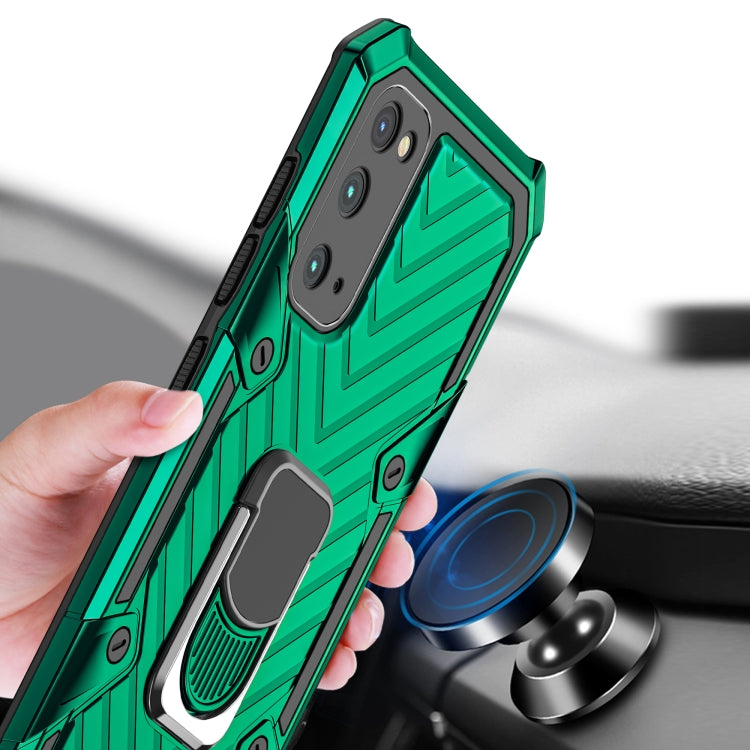 For Samsung Galaxy S20 Cool Armor PC + TPU Shockproof Case with 360 Degree Rotation Ring Holder