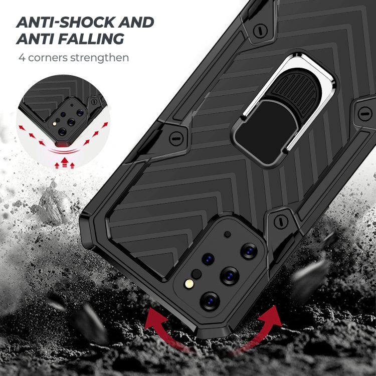 For Samsung Galaxy S20+ Cool Armor PC + TPU Shockproof Case with 360 Degree Rotation Ring Holder