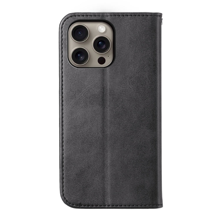 For iPhone 16 Pro Max Cubic Grid Calf Texture Magnetic Leather Phone Case