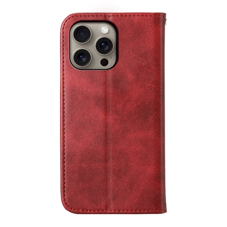For iPhone 16 Pro Max Cubic Grid Calf Texture Magnetic Leather Phone Case