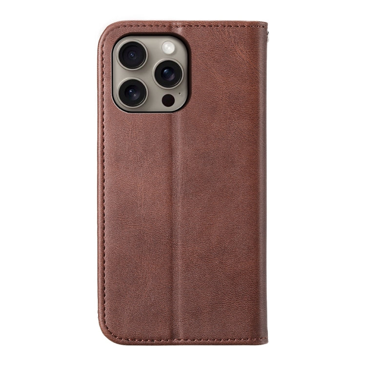 For iPhone 16 Pro Max Cubic Grid Calf Texture Magnetic Leather Phone Case