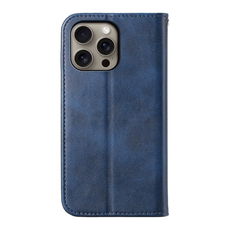 For iPhone 16 Pro Max Cubic Grid Calf Texture Magnetic Leather Phone Case