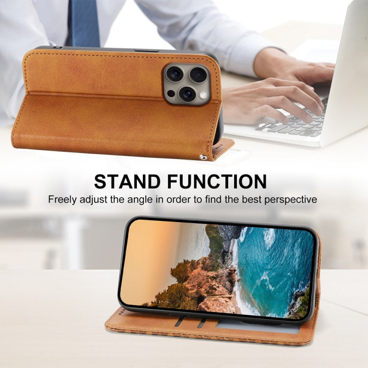 For iPhone 16 Pro Max Cubic Grid Calf Texture Magnetic Leather Phone Case