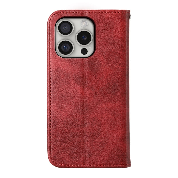 For iPhone 16 Pro Cubic Grid Calf Texture Magnetic Leather Phone Case