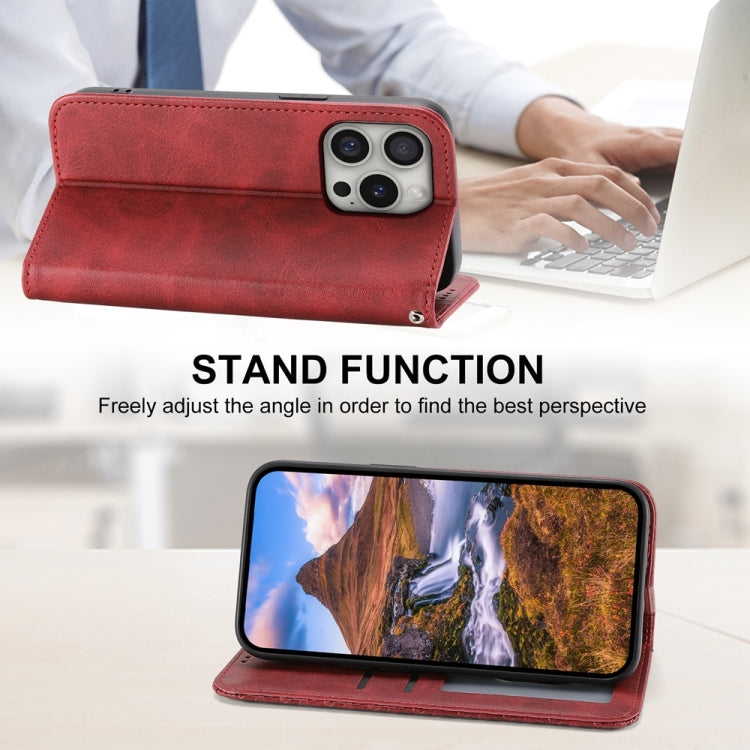 For iPhone 16 Pro Cubic Grid Calf Texture Magnetic Leather Phone Case