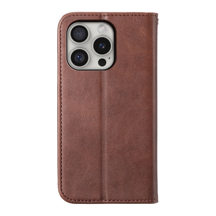 For iPhone 16 Pro Cubic Grid Calf Texture Magnetic Leather Phone Case