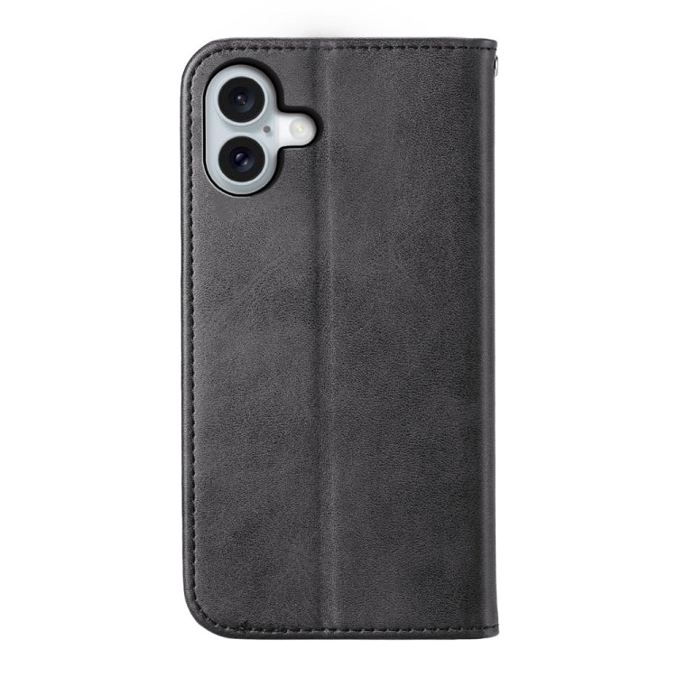 For iPhone 16 Plus Cubic Grid Calf Texture Magnetic Leather Phone Case