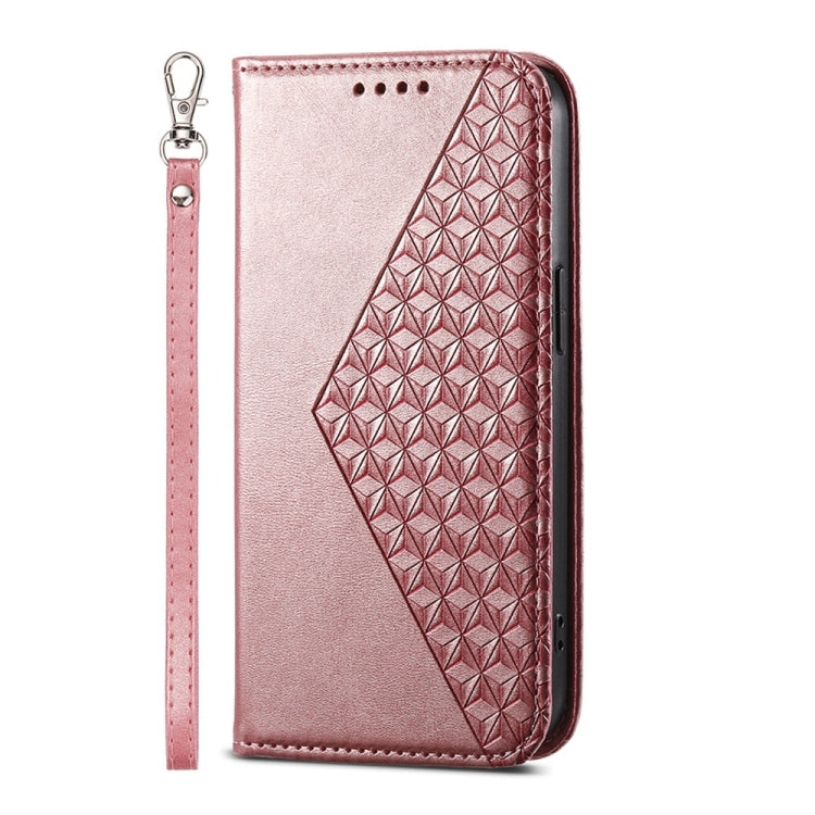 For iPhone 16 Plus Cubic Grid Calf Texture Magnetic Leather Phone Case