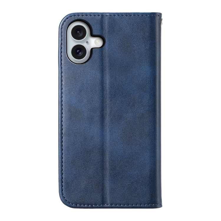For iPhone 16 Plus Cubic Grid Calf Texture Magnetic Leather Phone Case