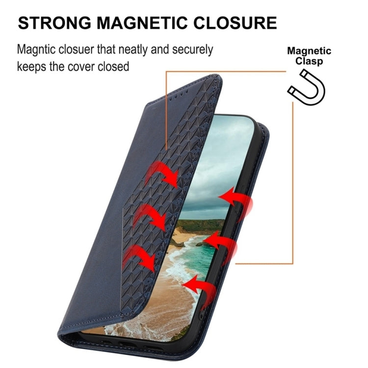 For iPhone 16 Plus Cubic Grid Calf Texture Magnetic Leather Phone Case