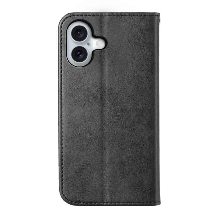 For iPhone 16 Cubic Grid Calf Texture Magnetic Leather Phone Case