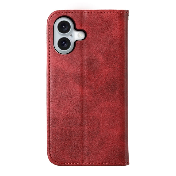 For iPhone 16 Cubic Grid Calf Texture Magnetic Leather Phone Case