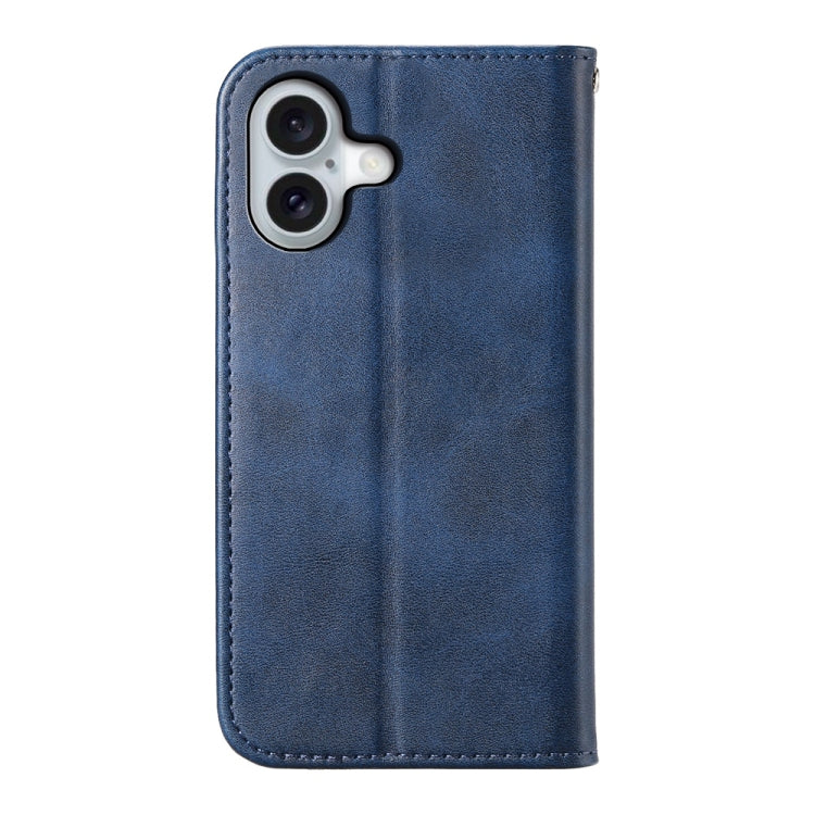 For iPhone 16 Cubic Grid Calf Texture Magnetic Leather Phone Case